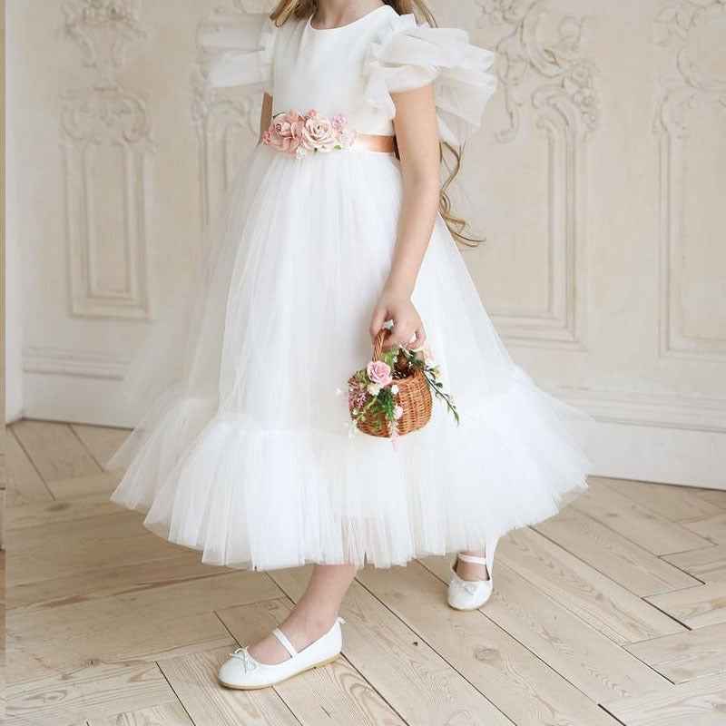 Girls' Birthday Princess Dress With Fluffy Yarn