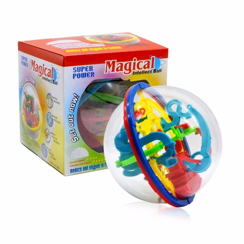 100 Step 3D puzzle Ball Magic Intellect Ball Labyrinth Sphere Globe Toys Challenging Barriers Game Brain Tester Balance Training