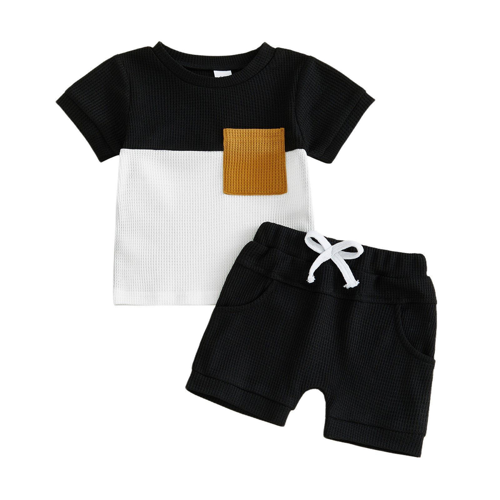 Summer BabyToddler Top Solid-Colored Shorts Two-Piece Set