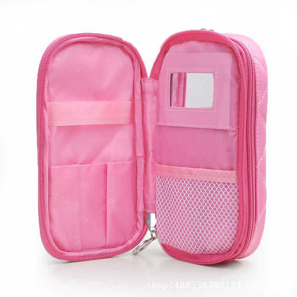 Nylon Cosmetic Bag, Waterproof Geometric Rhombus Cosmetic Wash Bag, makeup bag with compartments for College Dorm Camp Gym