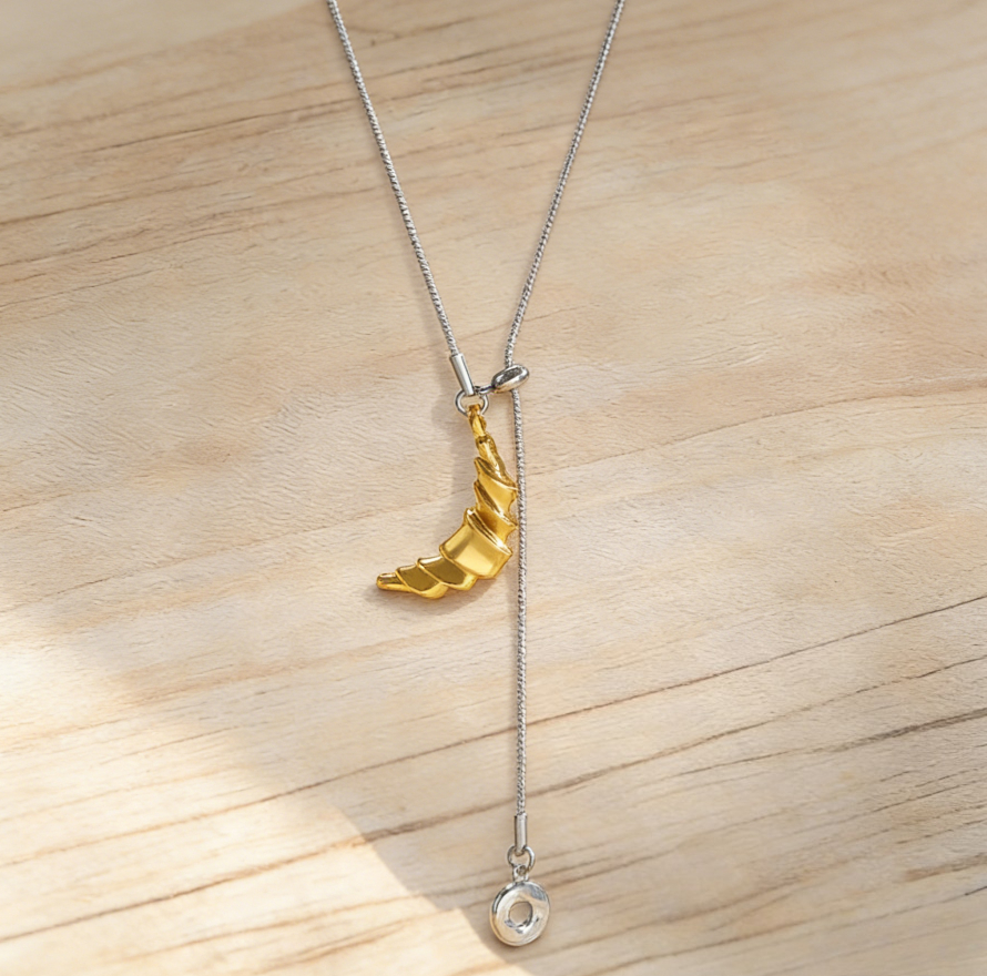 Silver Minimalist Croissant Donut Long Necklace