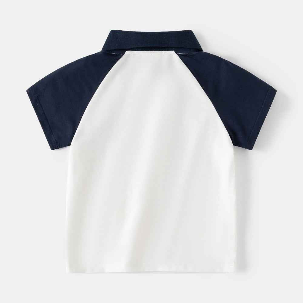 Boy's Cartoon Polo Shirt Summer Casual Short Sleeve Raglan Sleeve for Kids and Teens
