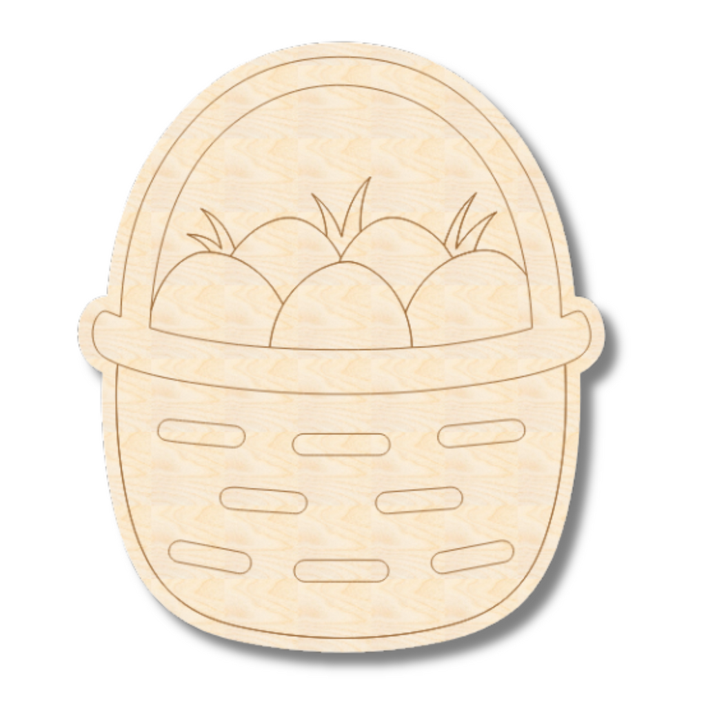 Unfinished Wood Etched Easter Egg Basket Shape | Paint By Line Crafts | up to 30" DIY