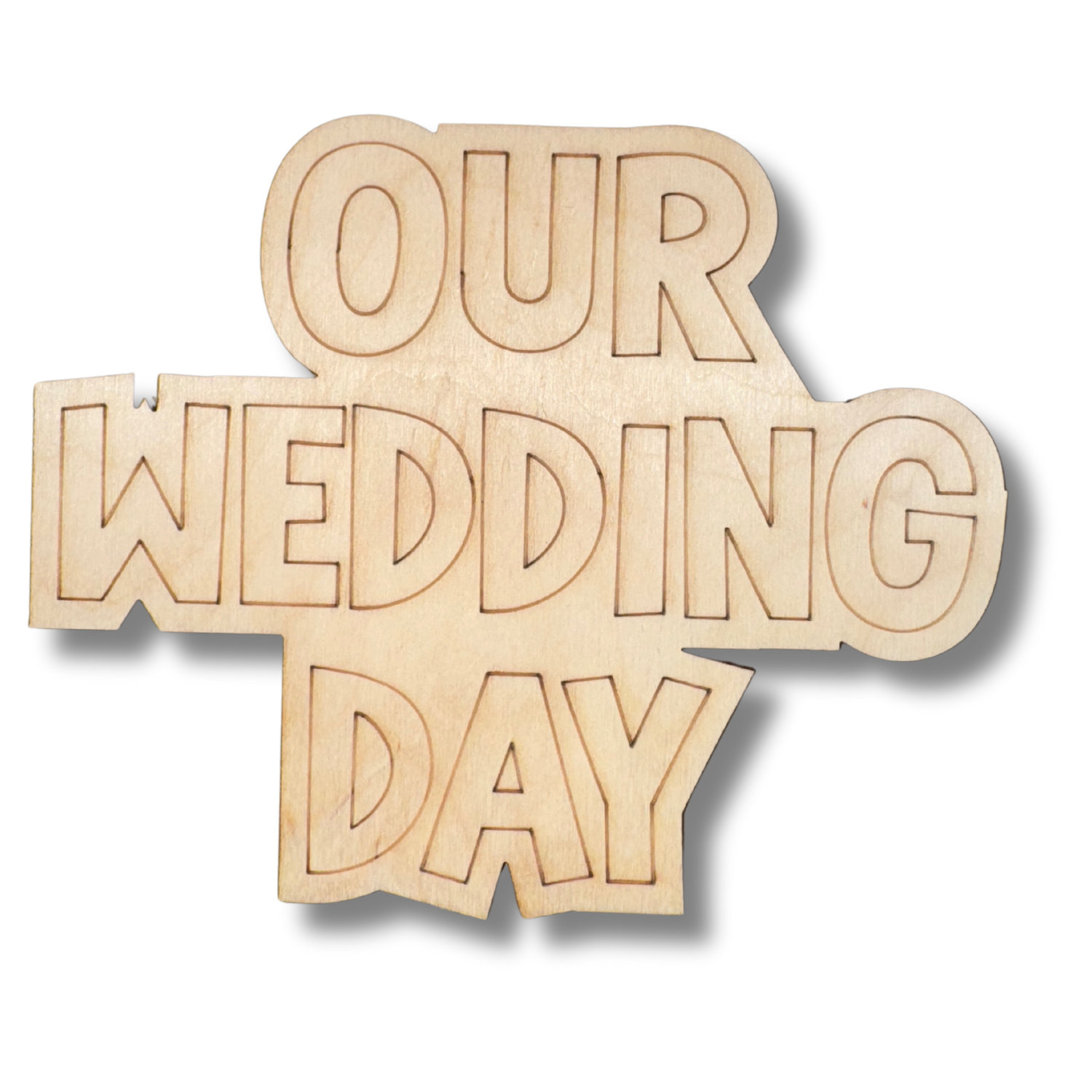 Unfinished Wood Etched Our Wedding Day Shape | Paint By Line Crafts | up to 30" DIY