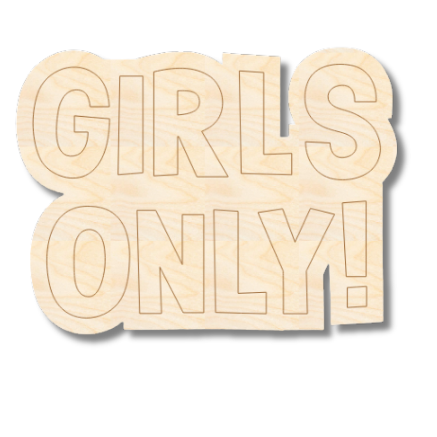 Unfinished Wood Etched Girls Only! Shape | Paint By Line Crafts | up to 30" DIY