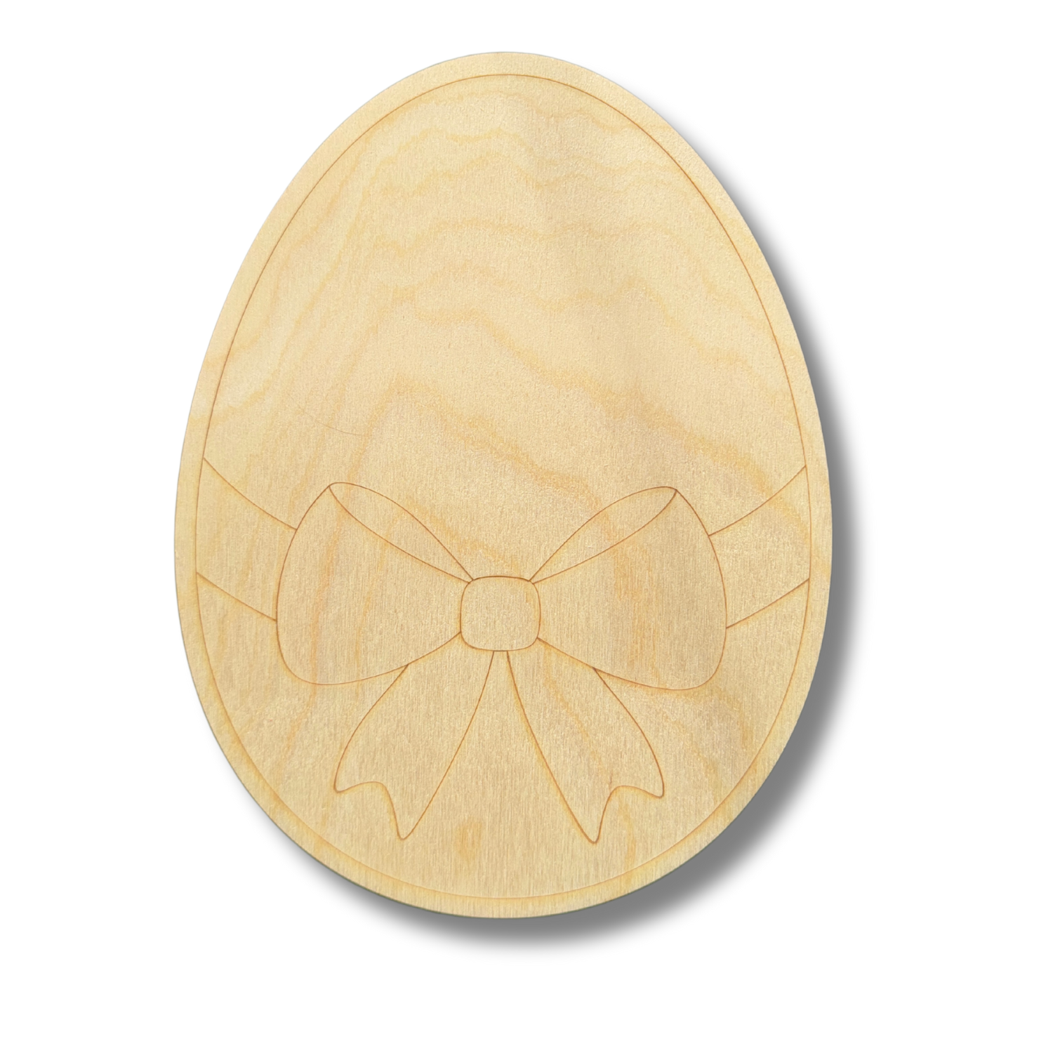 Unfinished Wood Etched Bow Easter Egg Shape | Paint By Line Crafts | up to 30" DIY