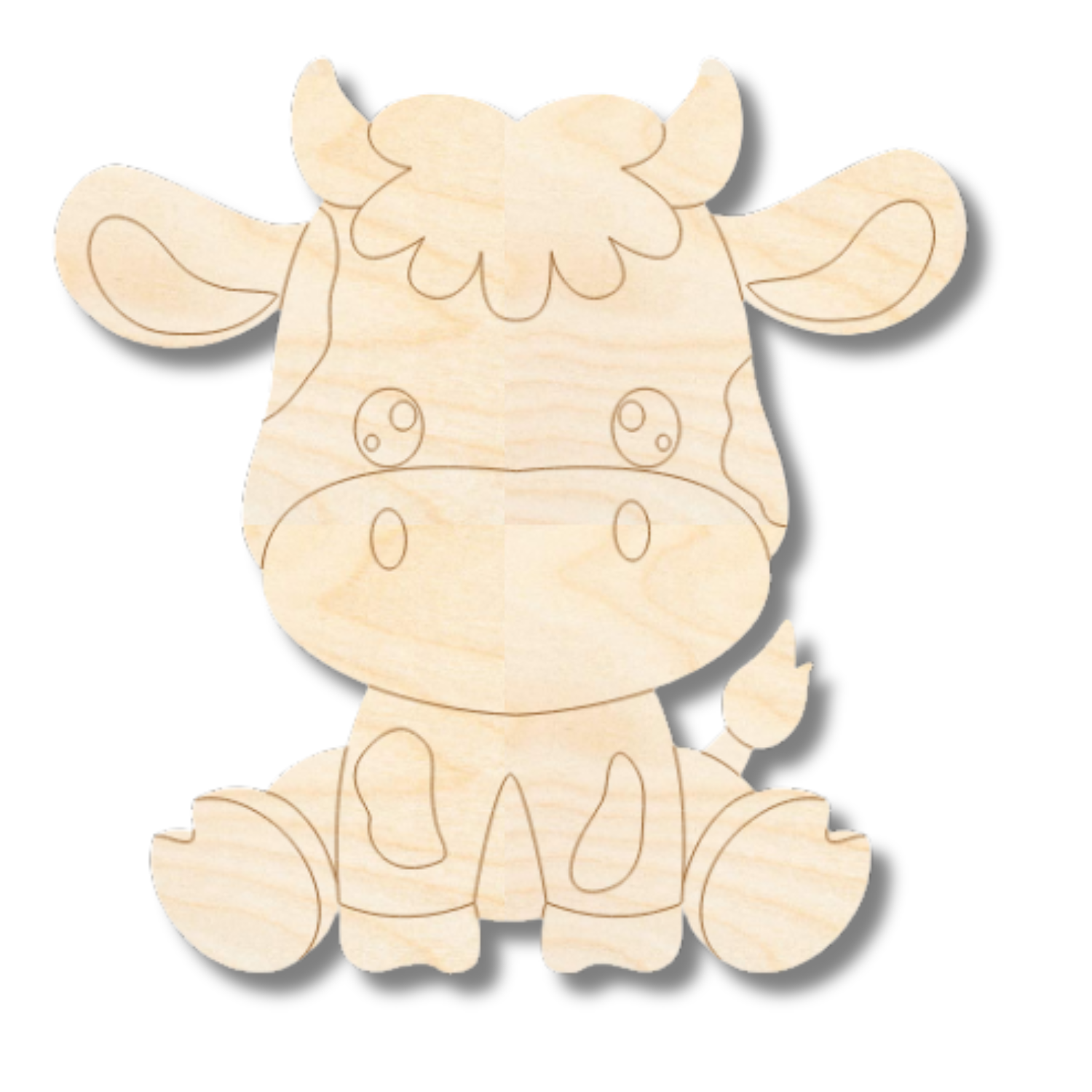 Unfinished Wood Etched Cow Shape | Paint By Line Crafts | up to 30" DIY