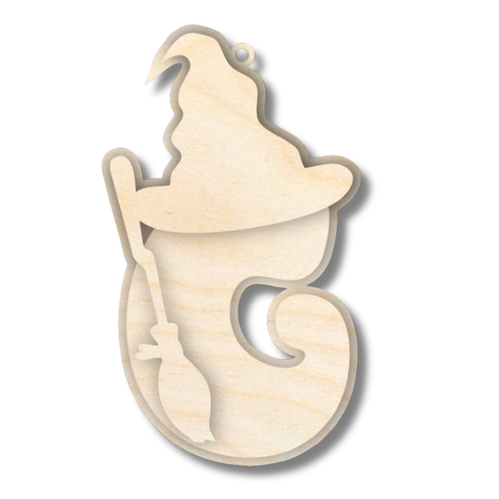 Unfinished Wood Layered Letter Halloween Witch Tags | A-Z | 3 Piece | 6" Tall | 1/8" Wood | Wood Craft DIY