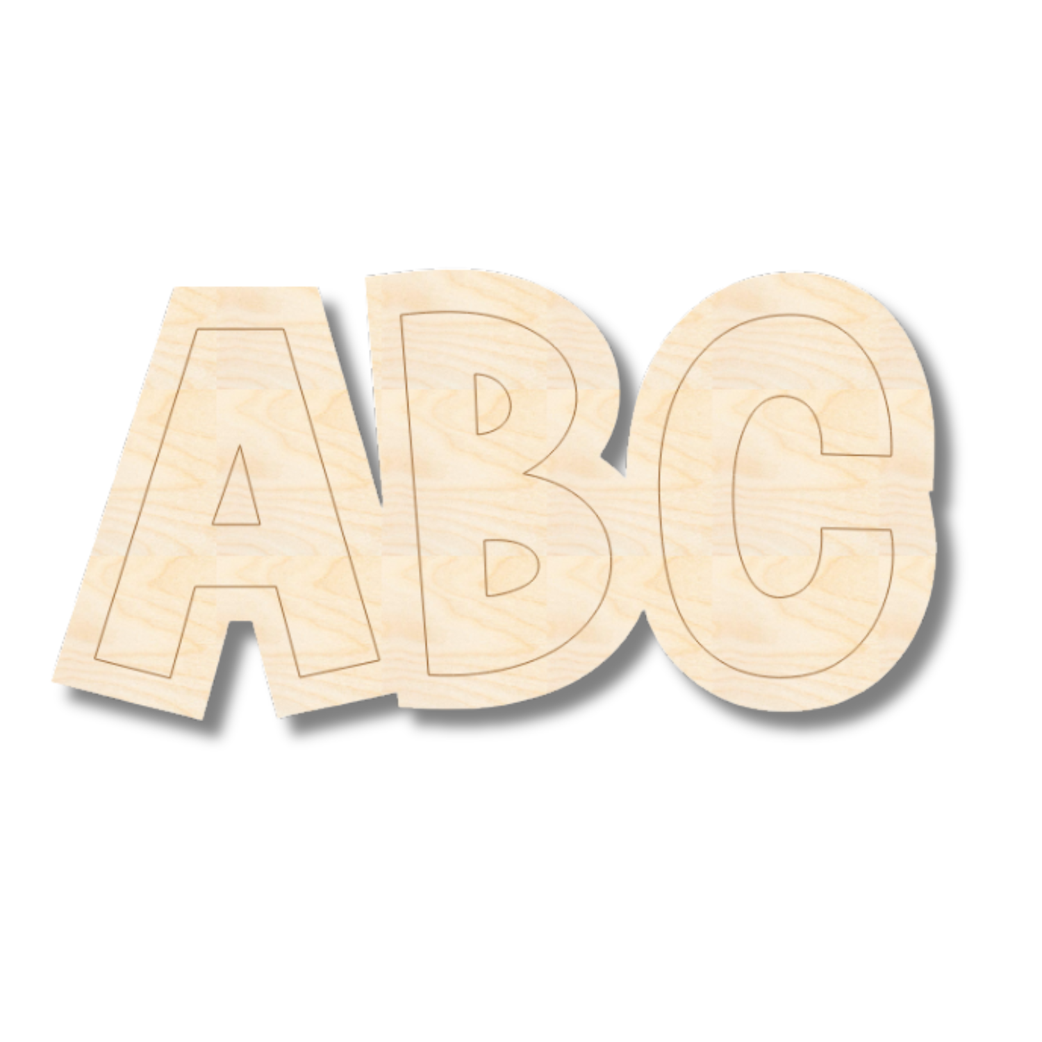 Unfinished Wood Etched ABC Shape | Paint By Line Crafts | up to 30" DIY
