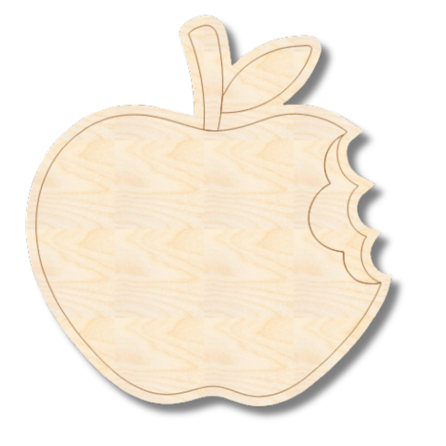 Unfinished Wood Etched Bitten Apple  Shape | Paint By Line Crafts | up to 30" DIY