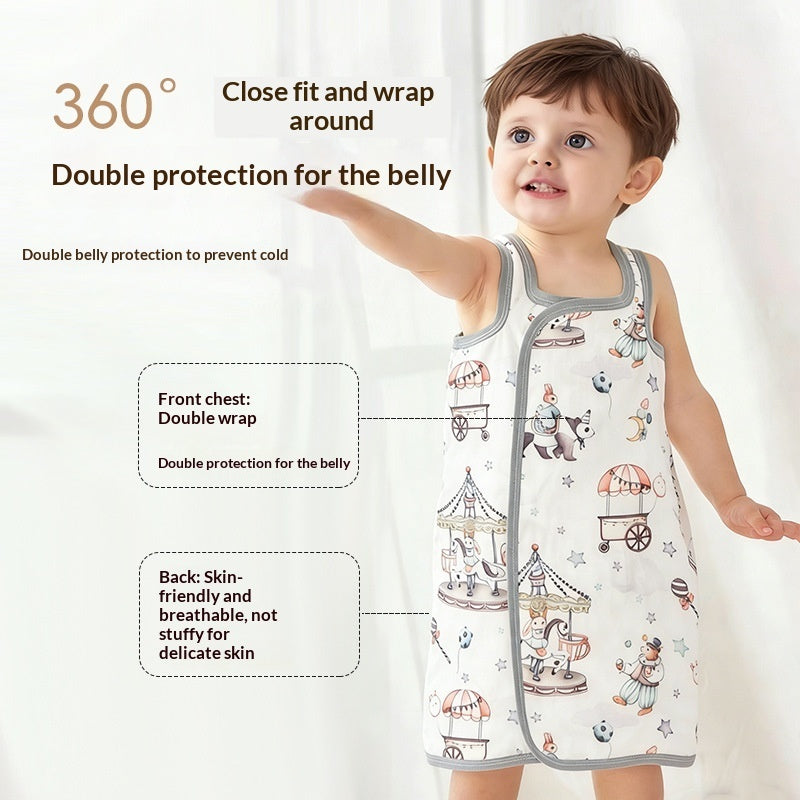 Babys Summer Thin Sleeveless Vest Belly Band Bamboo Cotton Gauze Bib