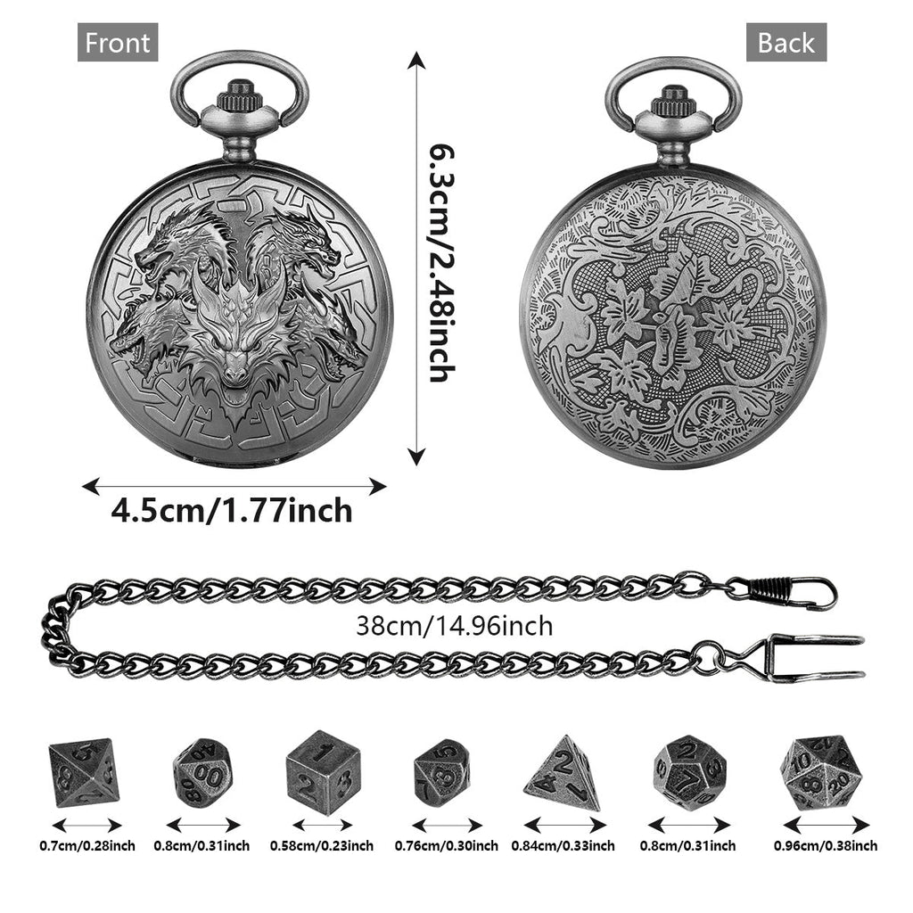 Retro Creative Pocket Watch Shaped Tabletop Game Dice Set -7PCS Metal Polyhedral Dice, Steampunk Style Portable DND Dice Set, Exquisite Metal Craftsmanship, Adding Unique Charm To Tabletop Games