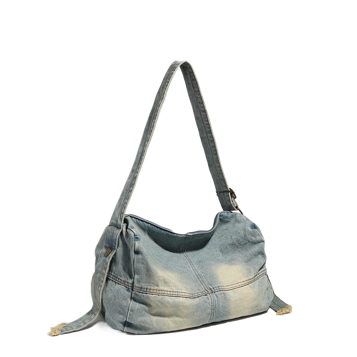 Washed old denim hobo bag, large capacity hobo shoulder bag, sweet cool babes shoulder Retro denim shoulder bag