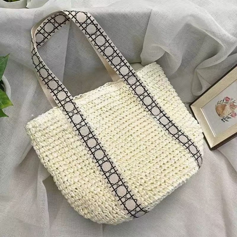 Handwoven Straw Tote – Elegant Women’s Casual Woven Bag, Commuter Travel Shoulder Purse