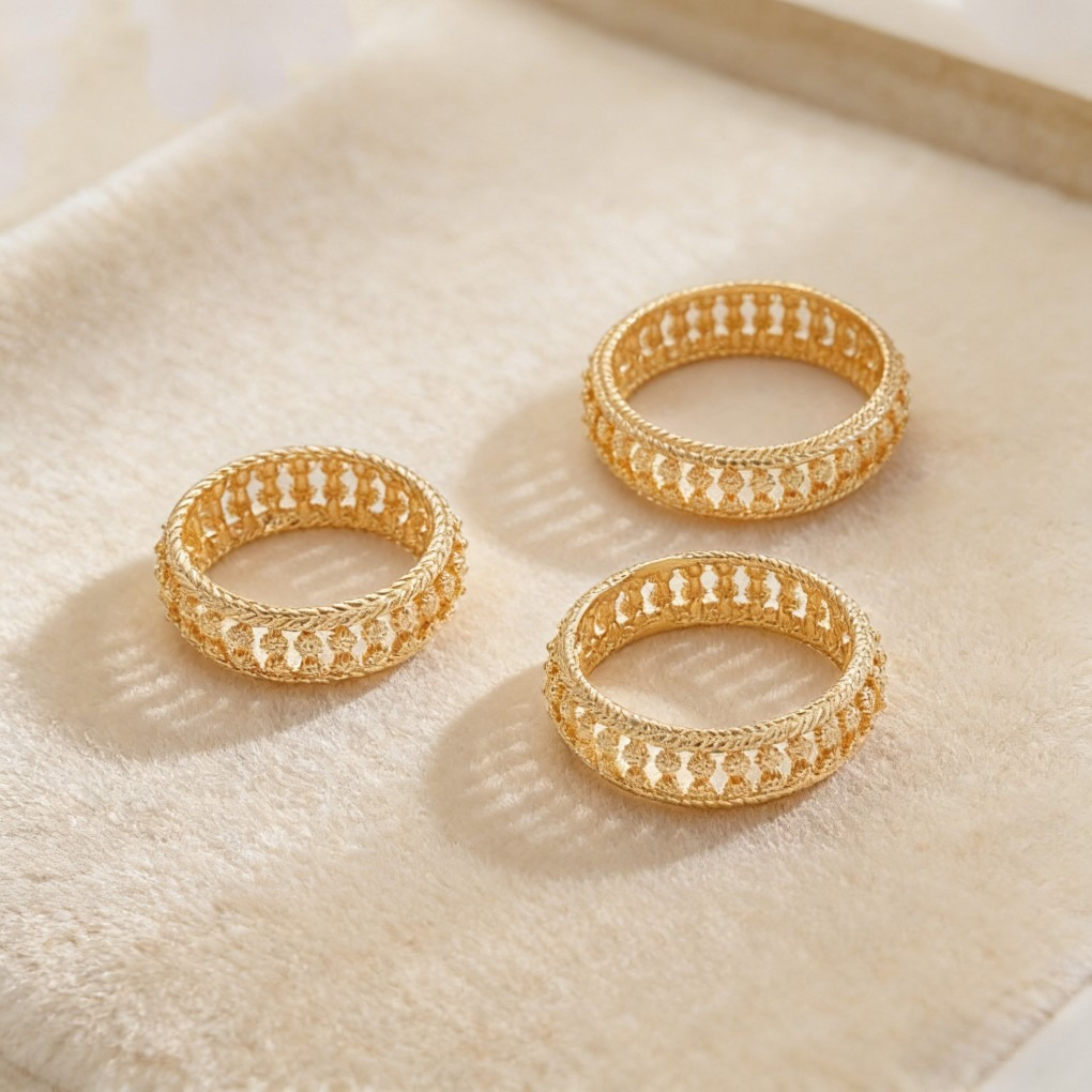 Vintage Heavy-Craft Sunburst Bamboo Ring