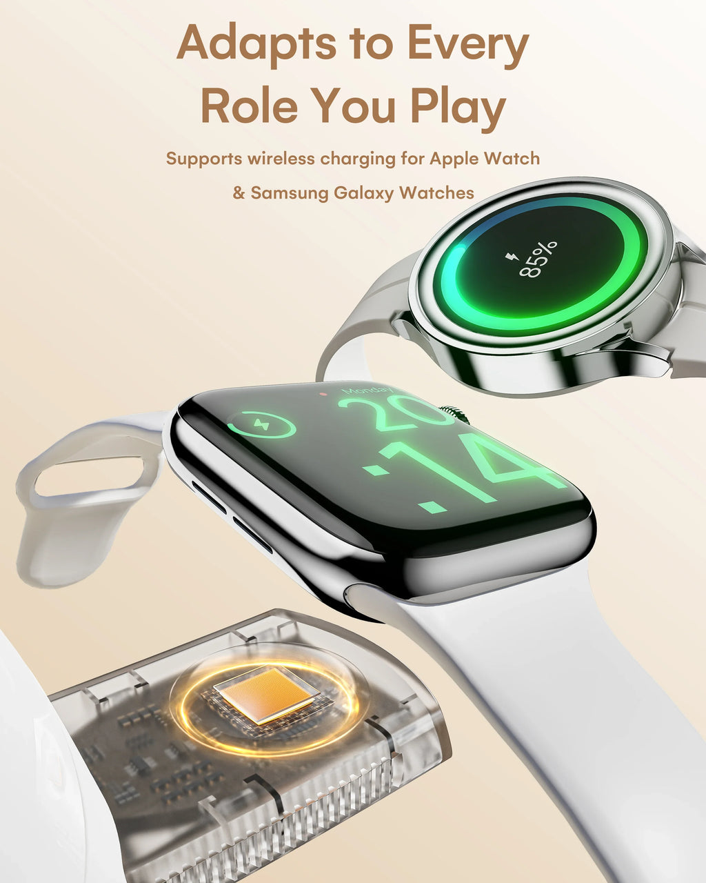 LuminoCore 4-in-1 Wireless Charging Station--White-US Plug