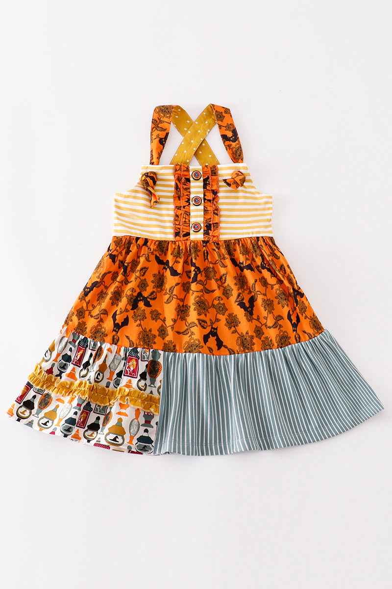 Platinum Yellow halloween print apron dress