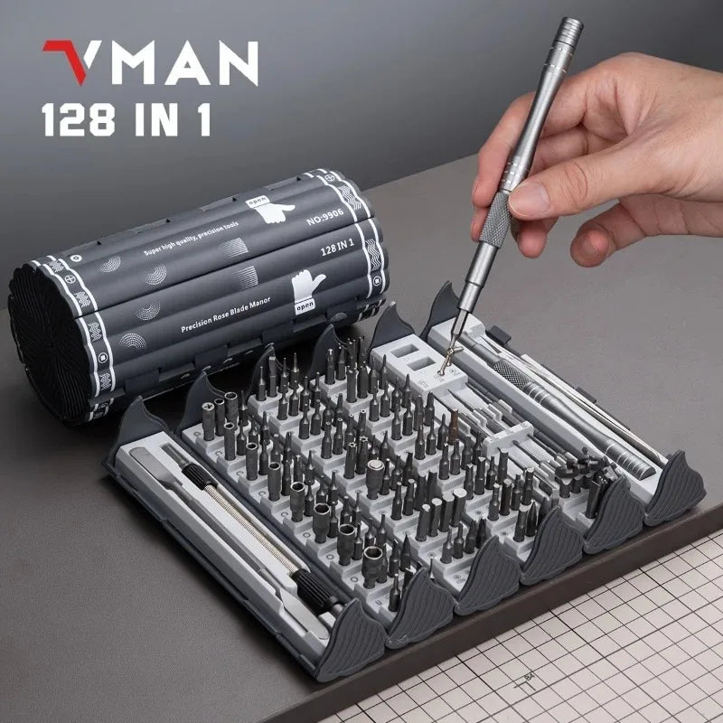 VMAN TOOLS 128 in 1 Magnetic Screwdriver Set Precision Multi Hand Tool Torx Hex Screw Drivers