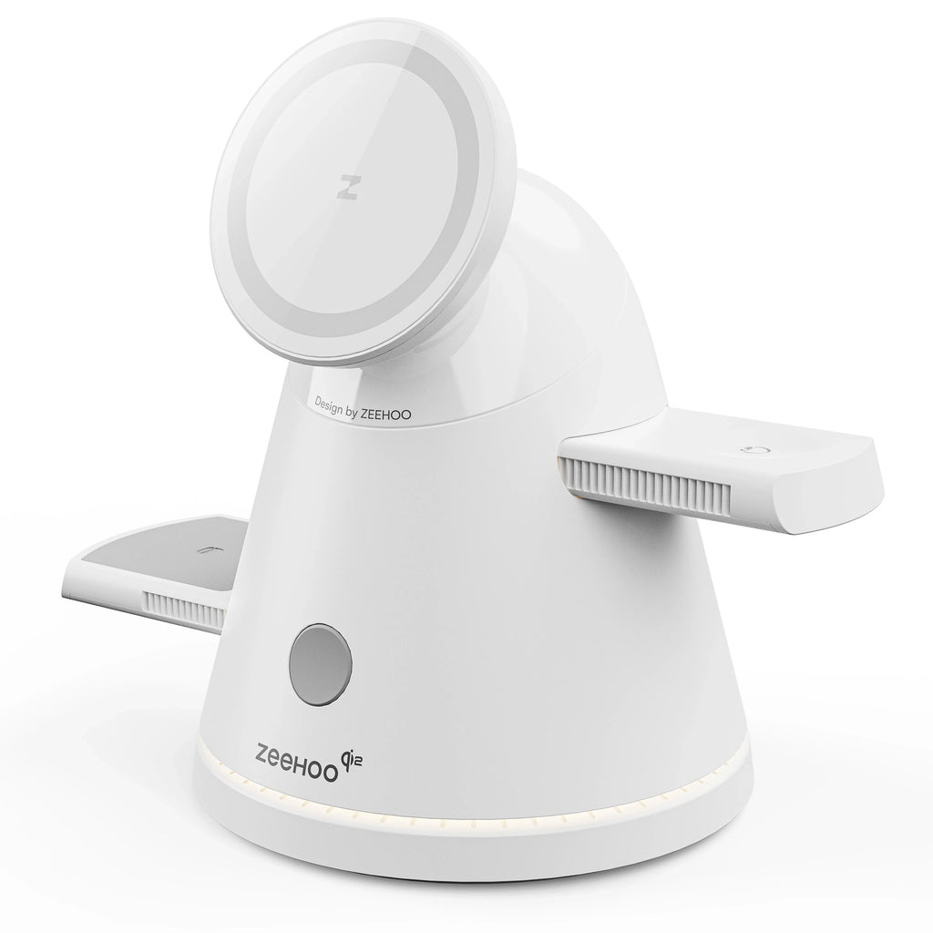 LuminoCore 4-in-1 Wireless Charging Station--White-US Plug
