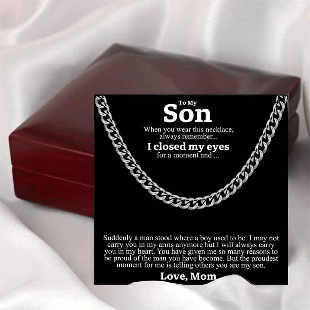 Stainless Steel Necklace Men Titanium Cuban Chain Polished Round Hip Hop Fashion Jewelry
