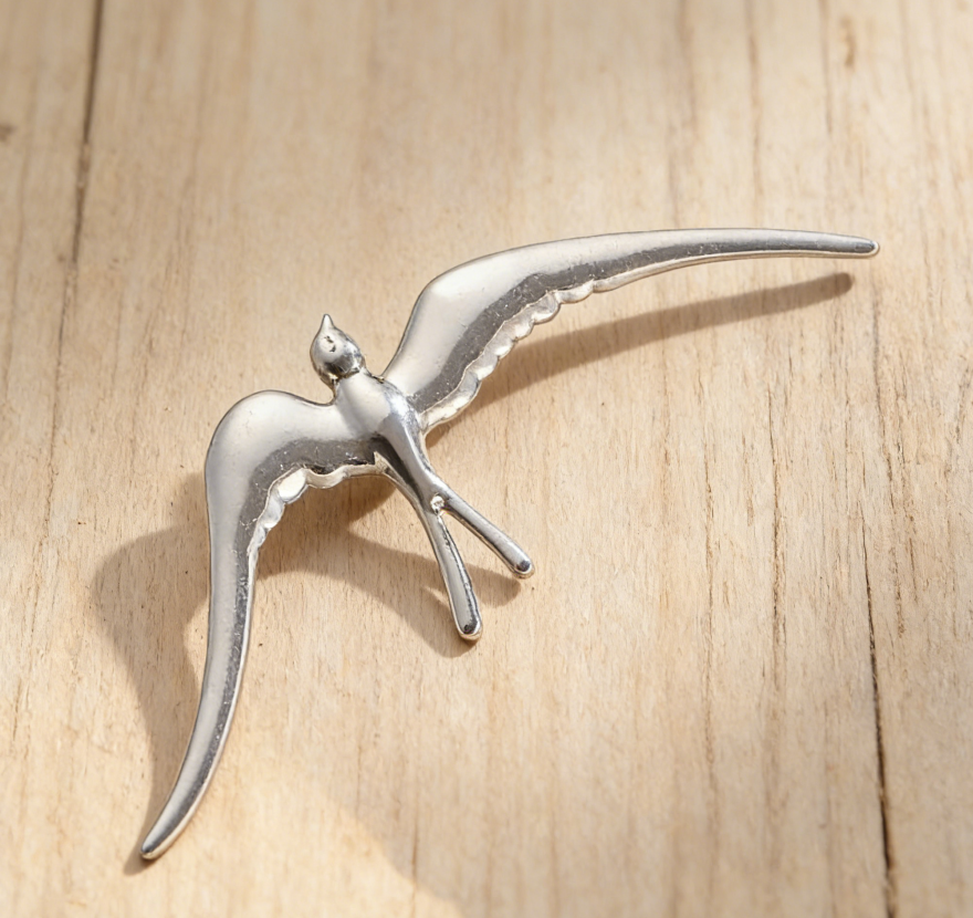 Stainless Steel Swallow Flower Brooch