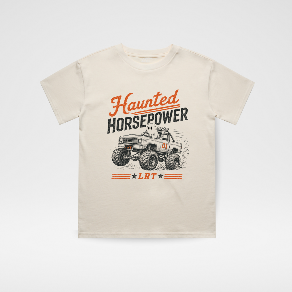HAUNTED HORSEPOWER HALLOWEEN TEE - VINTAGE CREAM