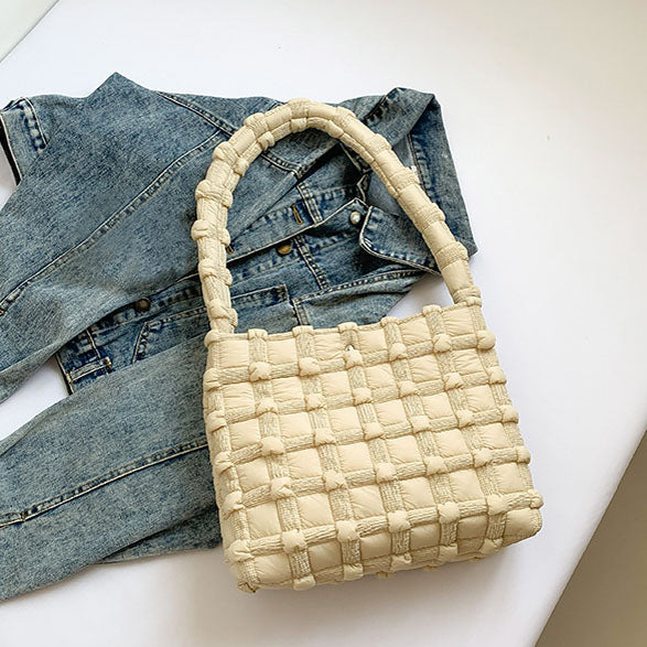 Maya Basket Weave Puffer Tote - EveryNest