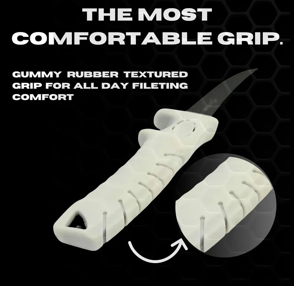 Wholesales in Stock  Handle Stainless Steel Fishing Knife Fishing Outdoor White Non-Slip Coating Fishing Fillet Knife