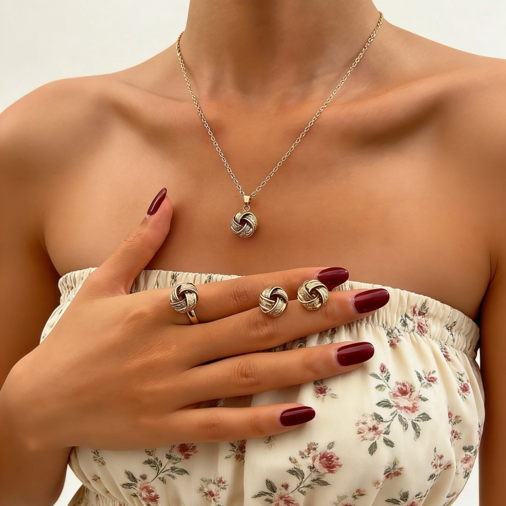 Twist Necklace, Earrings & Ring Set