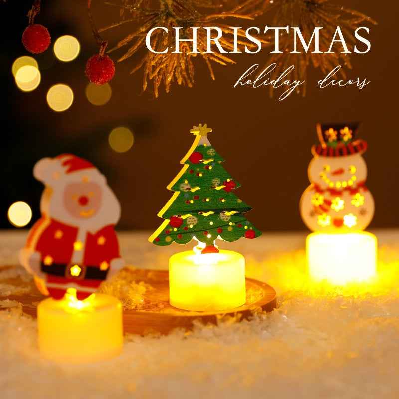 LED Electronic Candle Light Christmas Tree Santa Claus Snowman Creative Candle Night Light Decorative Ornament