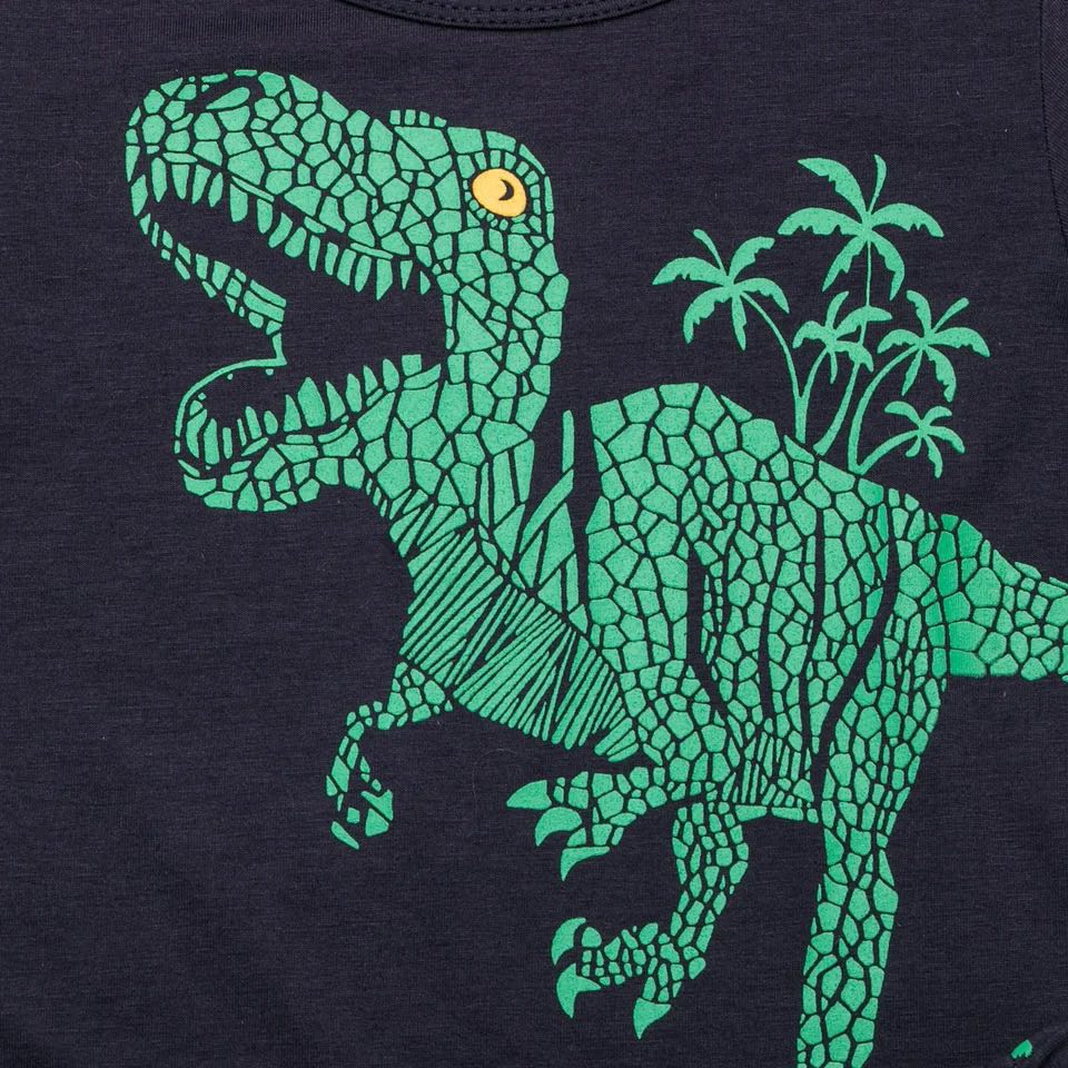 Boy's Navy Dino Shorts Outfit - EveryNest