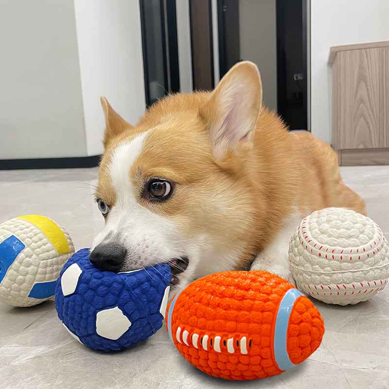Chew Teeth Cleaning Sound Football Rugby Ball Thickened Durable Toy for Large Dogs Pet Latex Ball