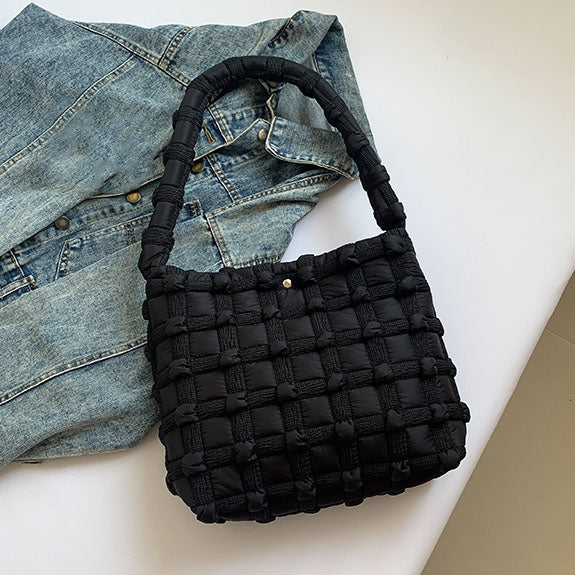 Maya Basket Weave Puffer Tote - EveryNest