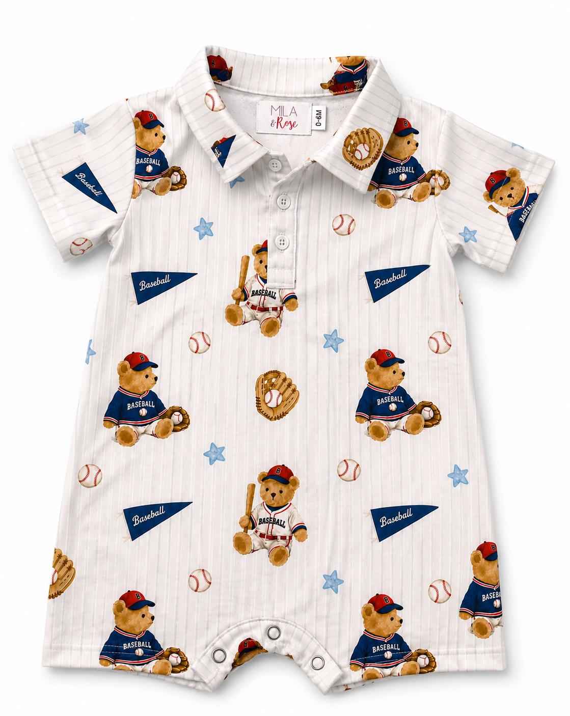 Baseball Bears Polo Shorty One-Piece