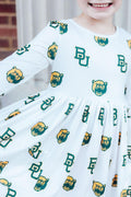 Baylor White Bear 3/4 Sleeve Pocket Twirl Dress