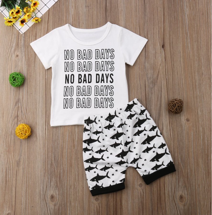 Boy's No Bad Days Shark Short Outfit - EveryNest