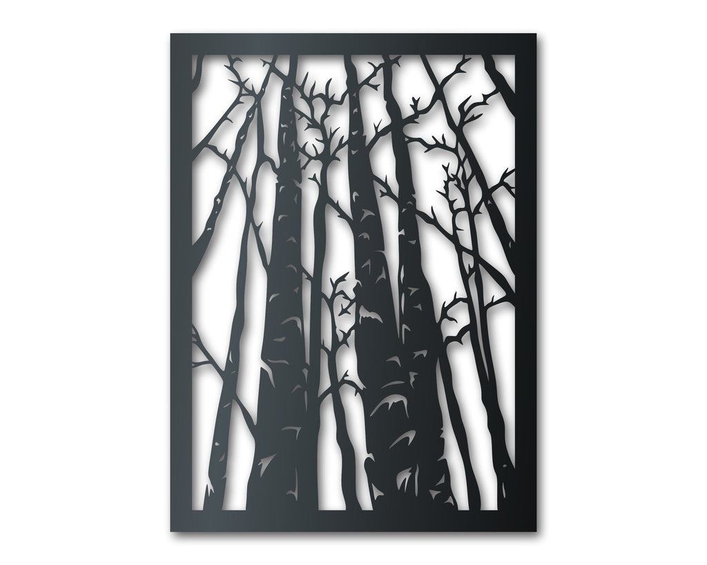 Birch Trees Metal Wall Art | Indoor Outdoor | Up to 46" | Over 20 Color Options