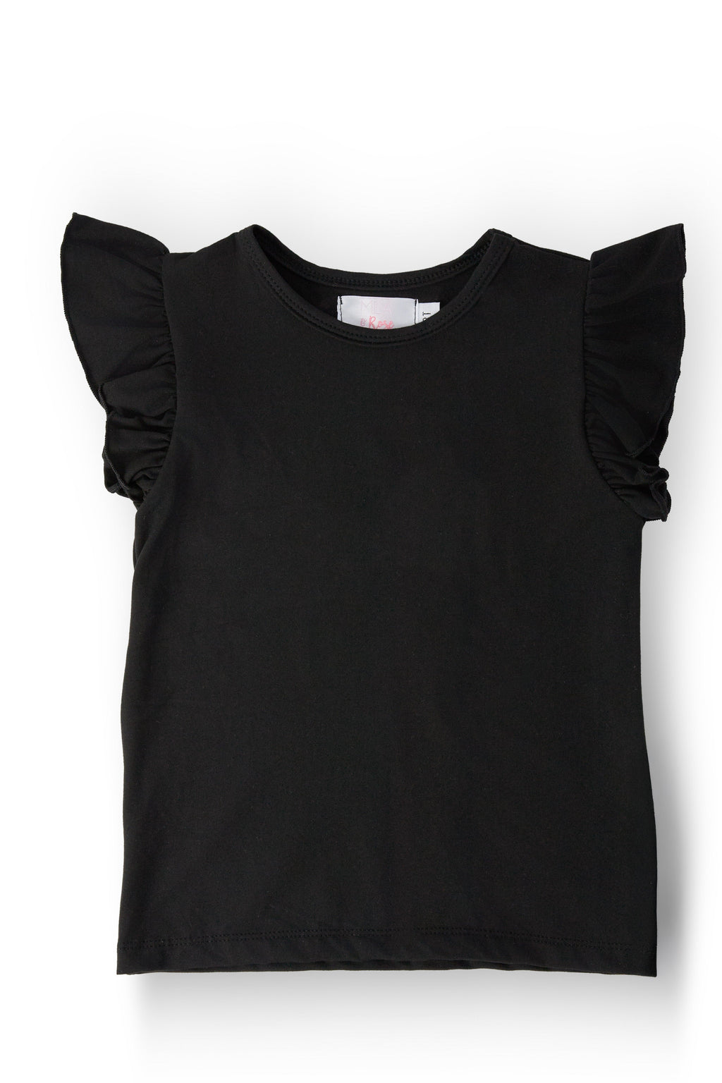 Black S/S Ruffle Tee
