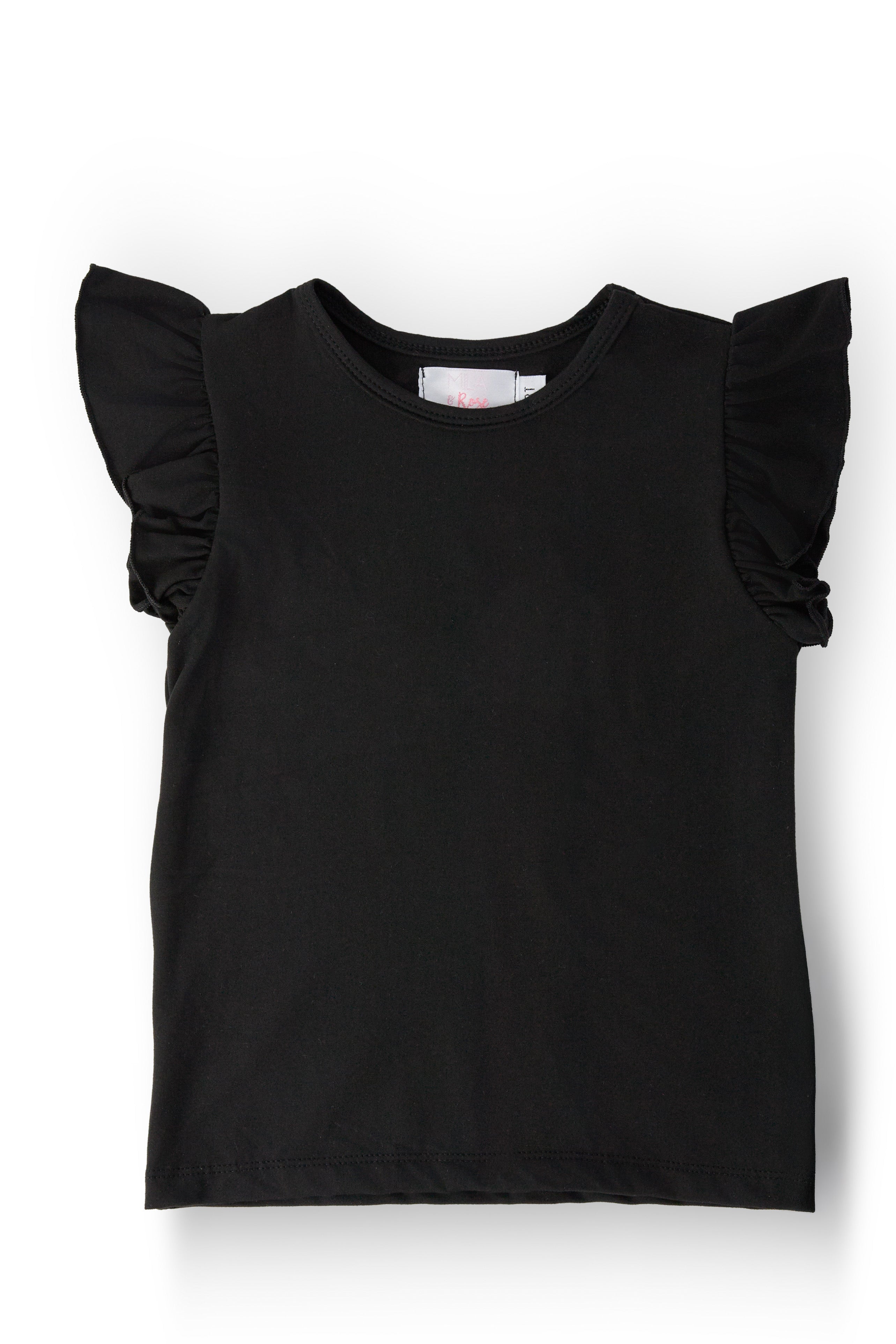Black S/S Ruffle Tee