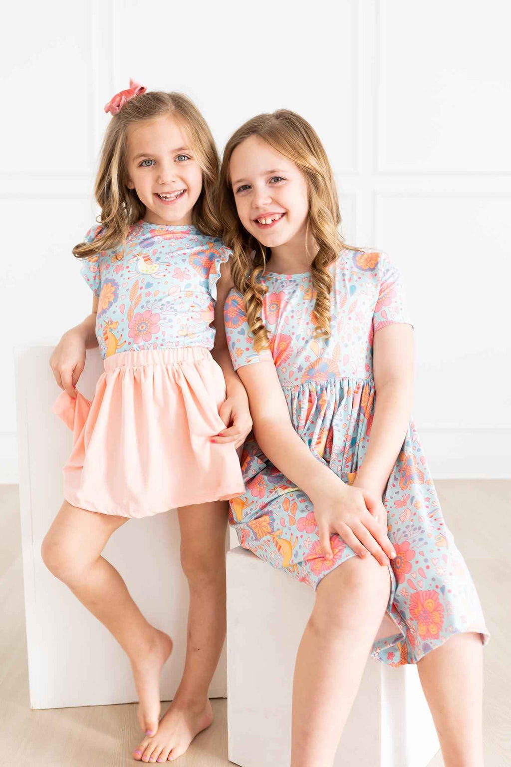 SALE Blue Retro Unicorns S/S Ruffle Tee