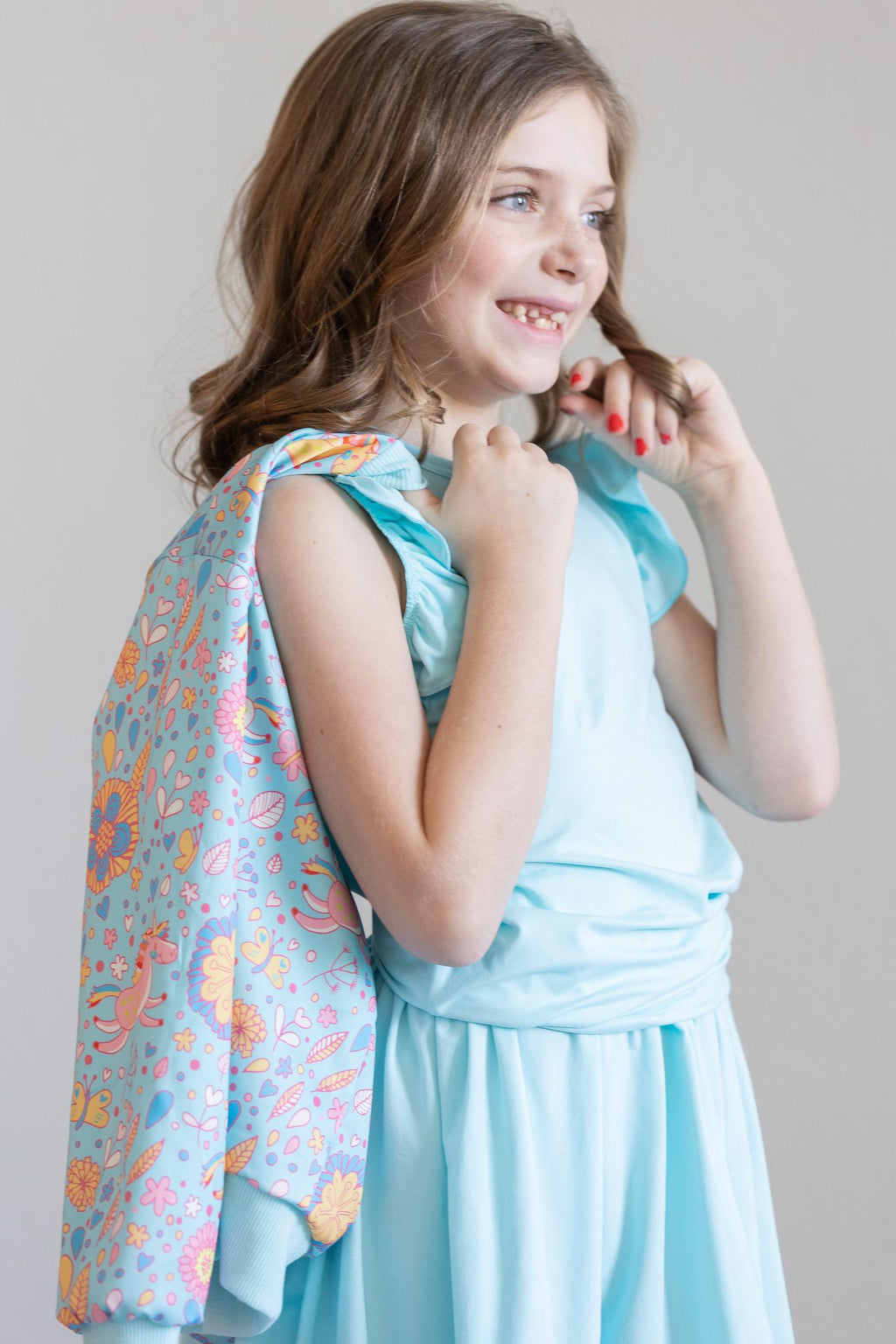 SALE Blue Retro Unicorns Satin Jacket