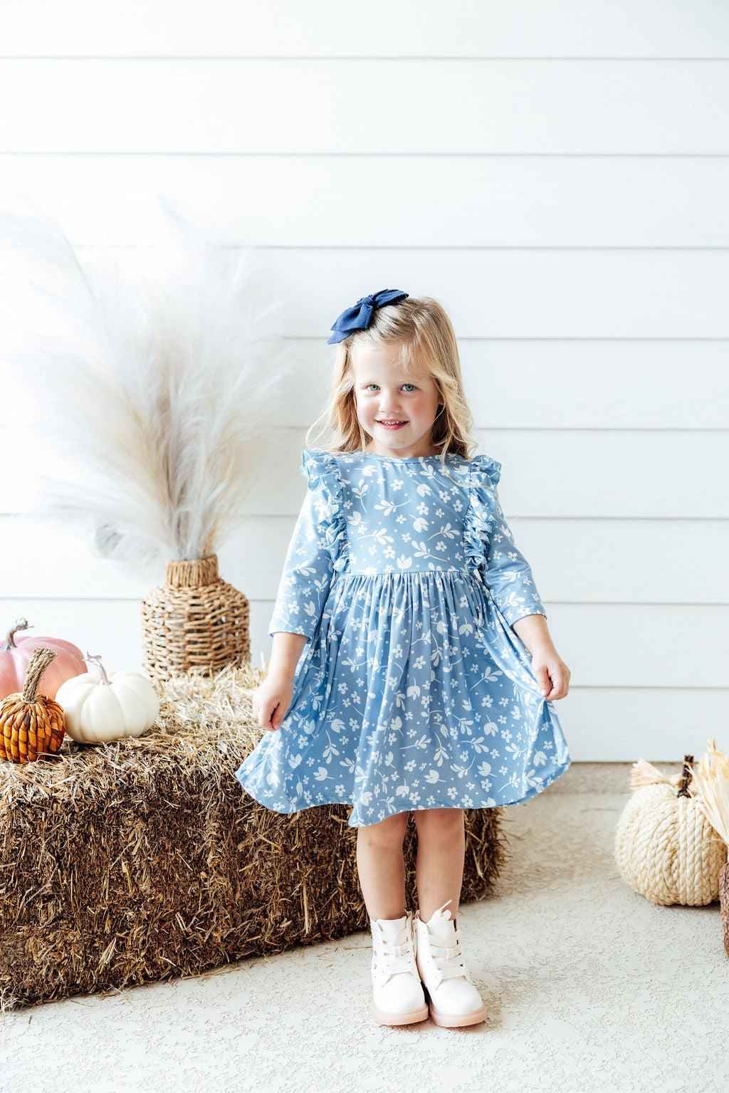 Bluebell 3/4 Sleeve Ruffle Twirl Dress