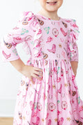 Boot Scootin' 3/4 Sleeve Ruffle Twirl Dress