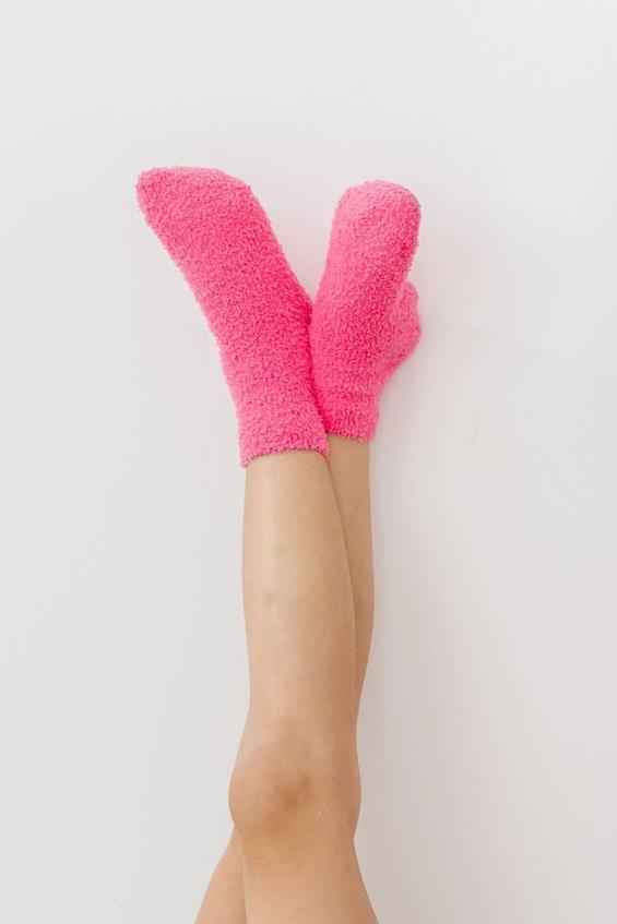 Bright Pink/Coconut Star Cozy Socks
