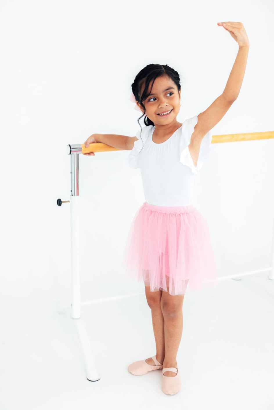 White S/S Flutter Sleeve Leotard