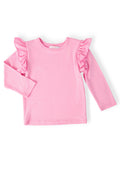 Bubblegum Pink L/S Ruffle Tee