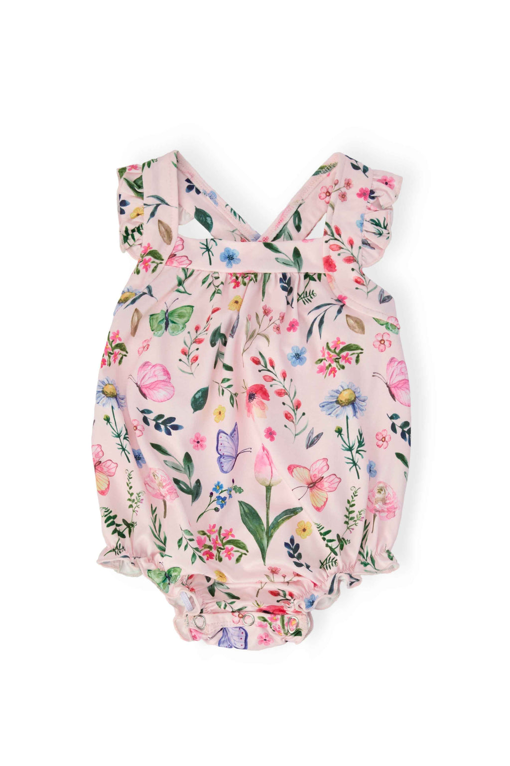 Butterfly Meadows Ruffle Cross Back Romper