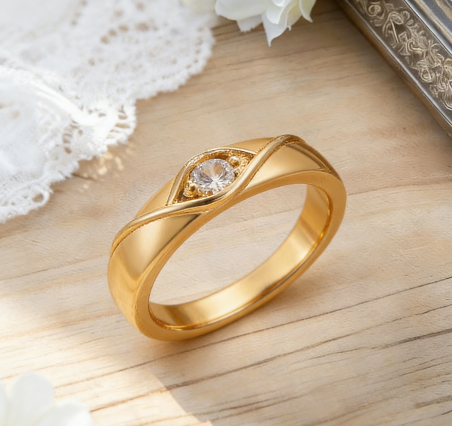 Couple Rings Geometric Line & Eye Design
