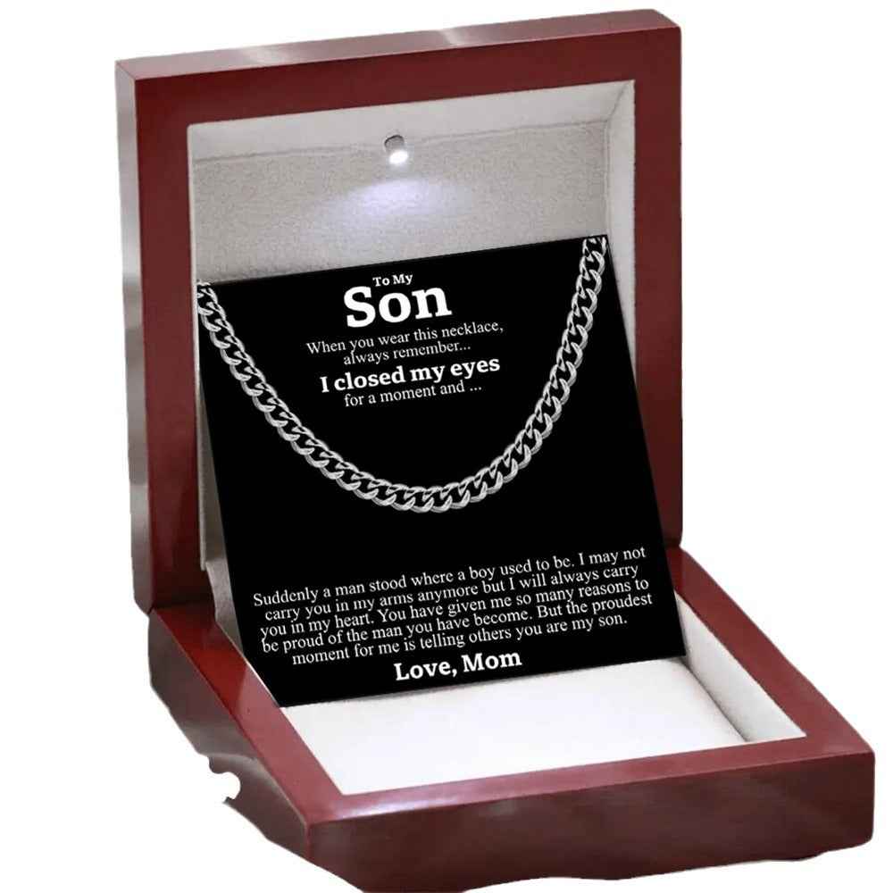 Stainless Steel Necklace Men Titanium Cuban Chain Polished Round Hip Hop Fashion Jewelry