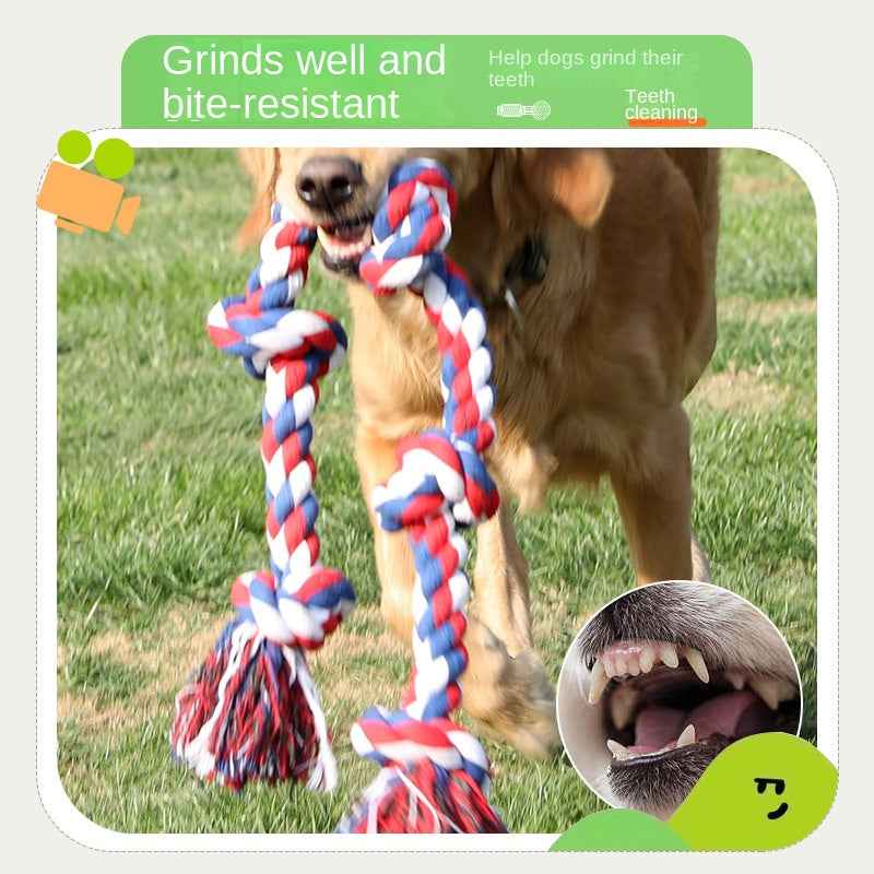 Large Dog Pet Toy Durable Chew Cotton Rope Five-Knot Dog Pet Supplies for Dogs and Cats